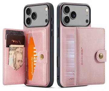 CaseMe JH-01 Apple iPhone 17 Pro Max Hoesje met Magnetische Kaarthouder Roze