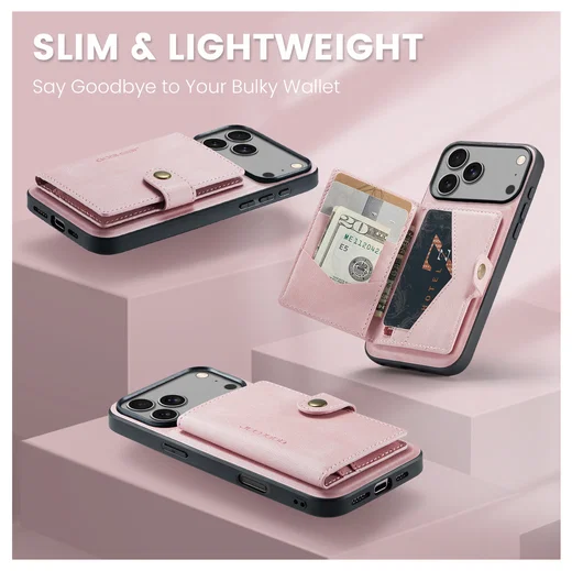 CaseMe JH-01 Apple iPhone 17 Pro Max Hoesje met Magnetische Kaarthouder Roze afbeelding 8