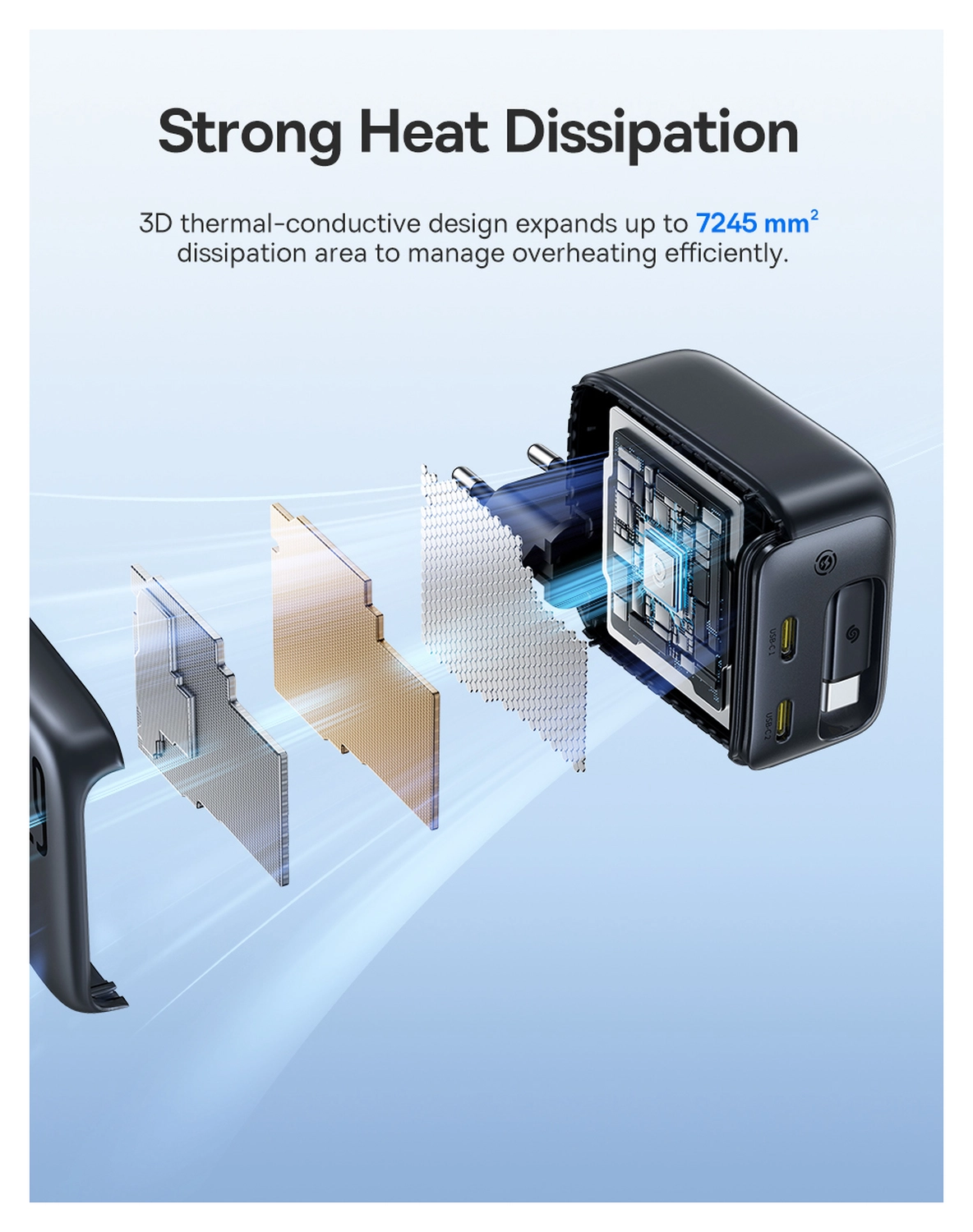 Baseus EnerCore CJ11 67W USB-C Snellader met Ingebouwde USB-C Kabel Zwart afbeelding 11