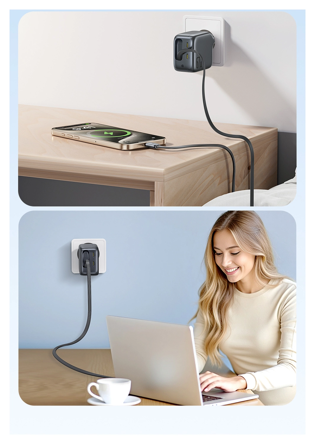 Baseus EnerCore CJ11 67W USB-C Snellader met Ingebouwde USB-C Kabel Zwart afbeelding 7