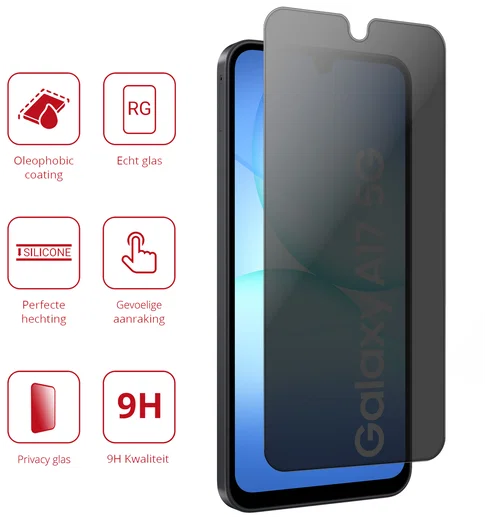 Rosso Samsung Galaxy A17 9H Tempered Glass Screen Protector Privacy afbeelding 2