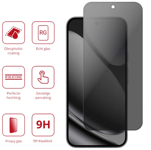 Rosso Google Pixel 10 Pro XL 9H Tempered Glass Screen Protector Privacy afbeelding 2