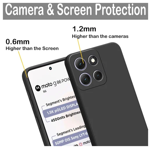 Motorola Moto G86 Hoesje Dun TPU Back Cover Matte Zwart afbeelding 4