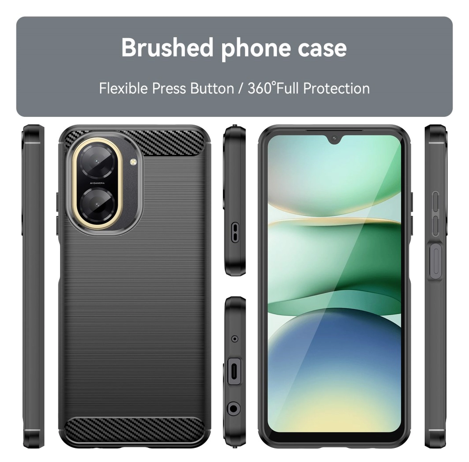 Xiaomi Redmi A5 Hoesje Geborsteld TPU Flexibele Back Cover Zwart afbeelding 9