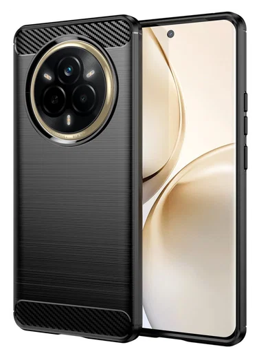 Realme 14 Pro Hoesje Geborsteld TPU Flexibele Back Cover Zwart afbeelding 1