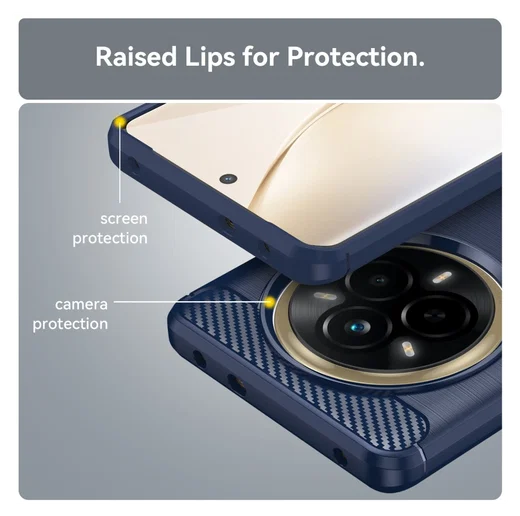 Realme 14 Pro Hoesje Geborsteld TPU Flexibele Back Cover Blauw afbeelding 7