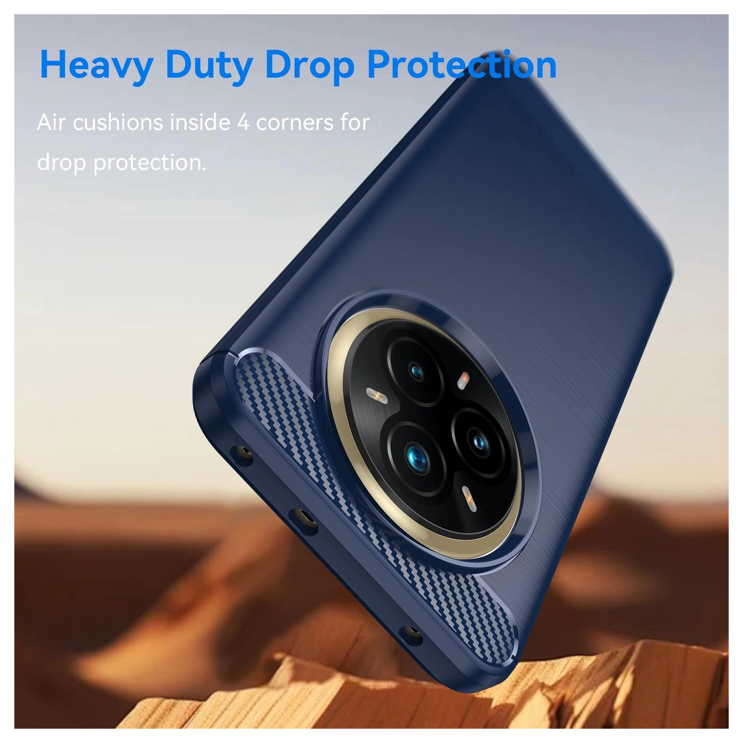 Realme 14 Pro Plus Hoesje Geborsteld TPU Flexibele Back Cover Blauw afbeelding 2