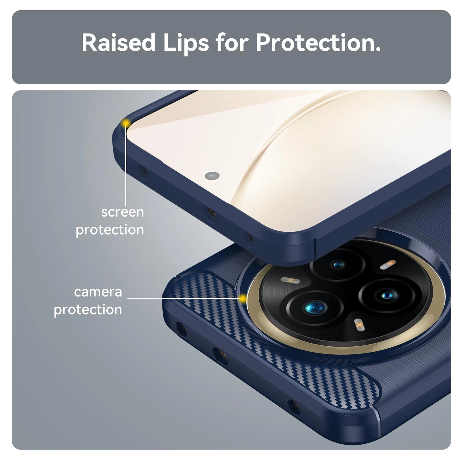Realme 14 Pro Plus Hoesje Geborsteld TPU Flexibele Back Cover Blauw afbeelding 5