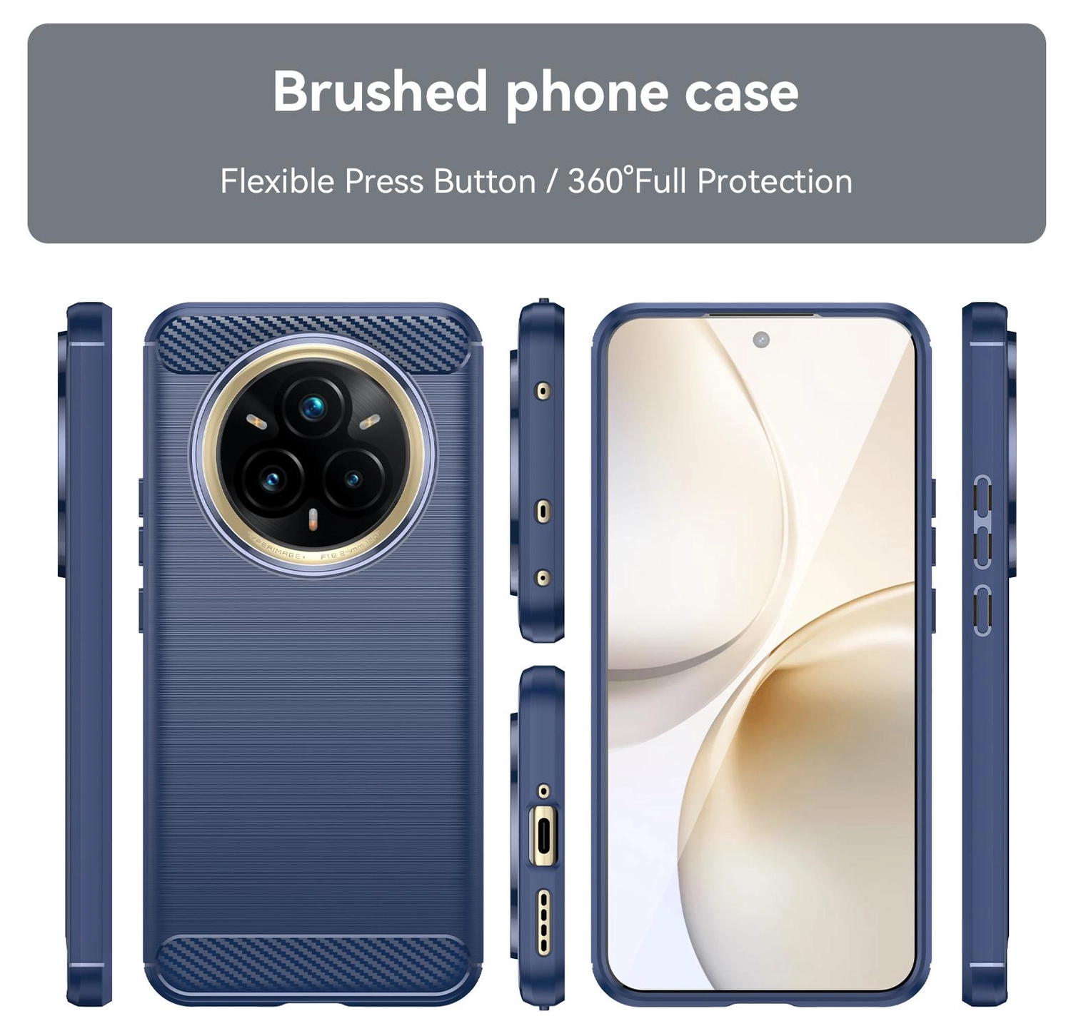Realme 14 Pro Plus Hoesje Geborsteld TPU Flexibele Back Cover Blauw afbeelding 7