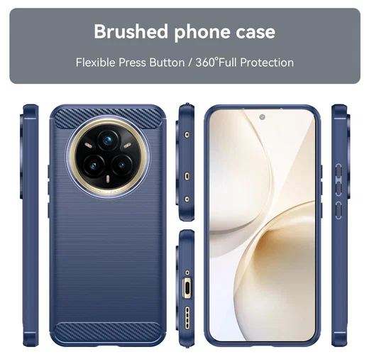 Realme 14 Pro Plus Hoesje Geborsteld TPU Flexibele Back Cover Blauw afbeelding 7