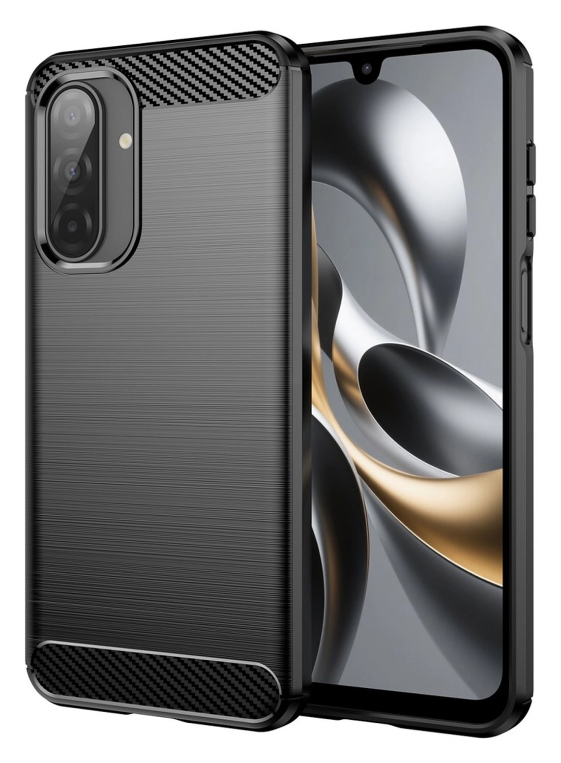 Samsung Galaxy A17 Hoesje Geborsteld TPU Flexibele Back Cover Zwart afbeelding 1