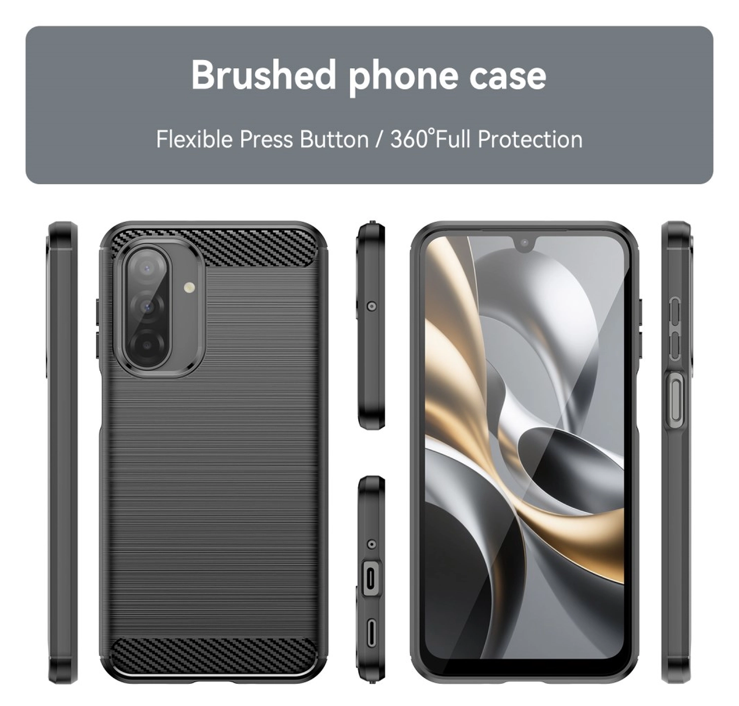 Samsung Galaxy A17 Hoesje Geborsteld TPU Flexibele Back Cover Zwart afbeelding 8