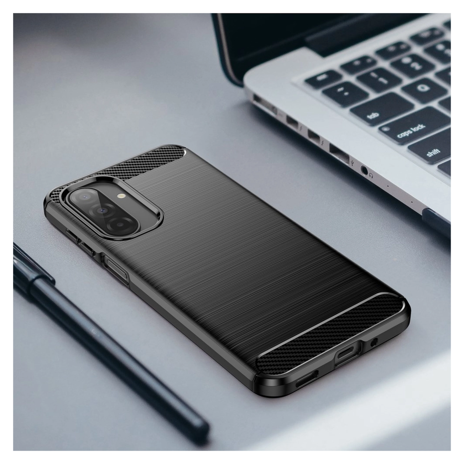Samsung Galaxy A17 Hoesje Geborsteld TPU Flexibele Back Cover Zwart afbeelding 6