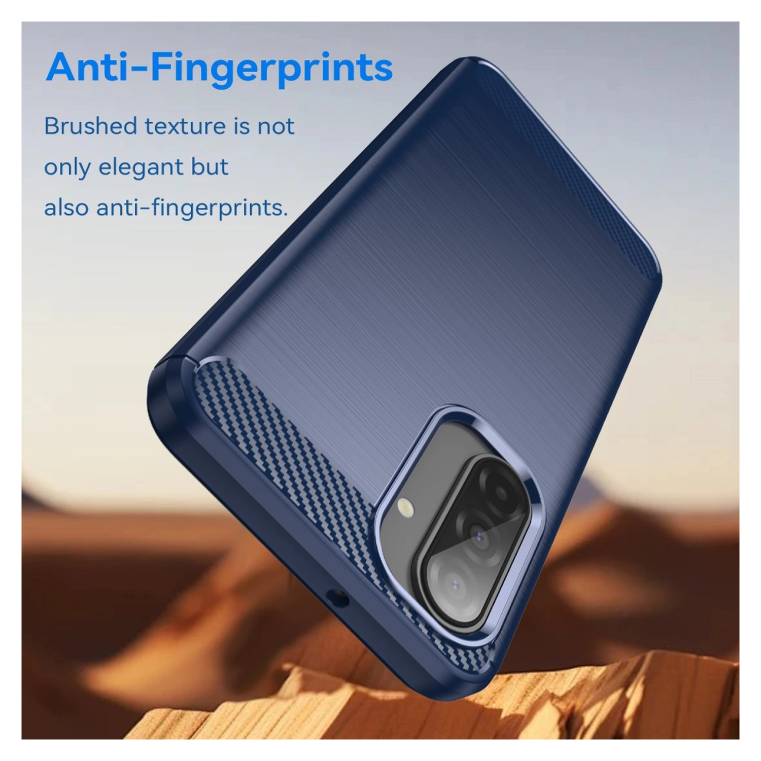 Samsung Galaxy A17 Hoesje Geborsteld TPU Flexibele Back Cover Blauw afbeelding 2
