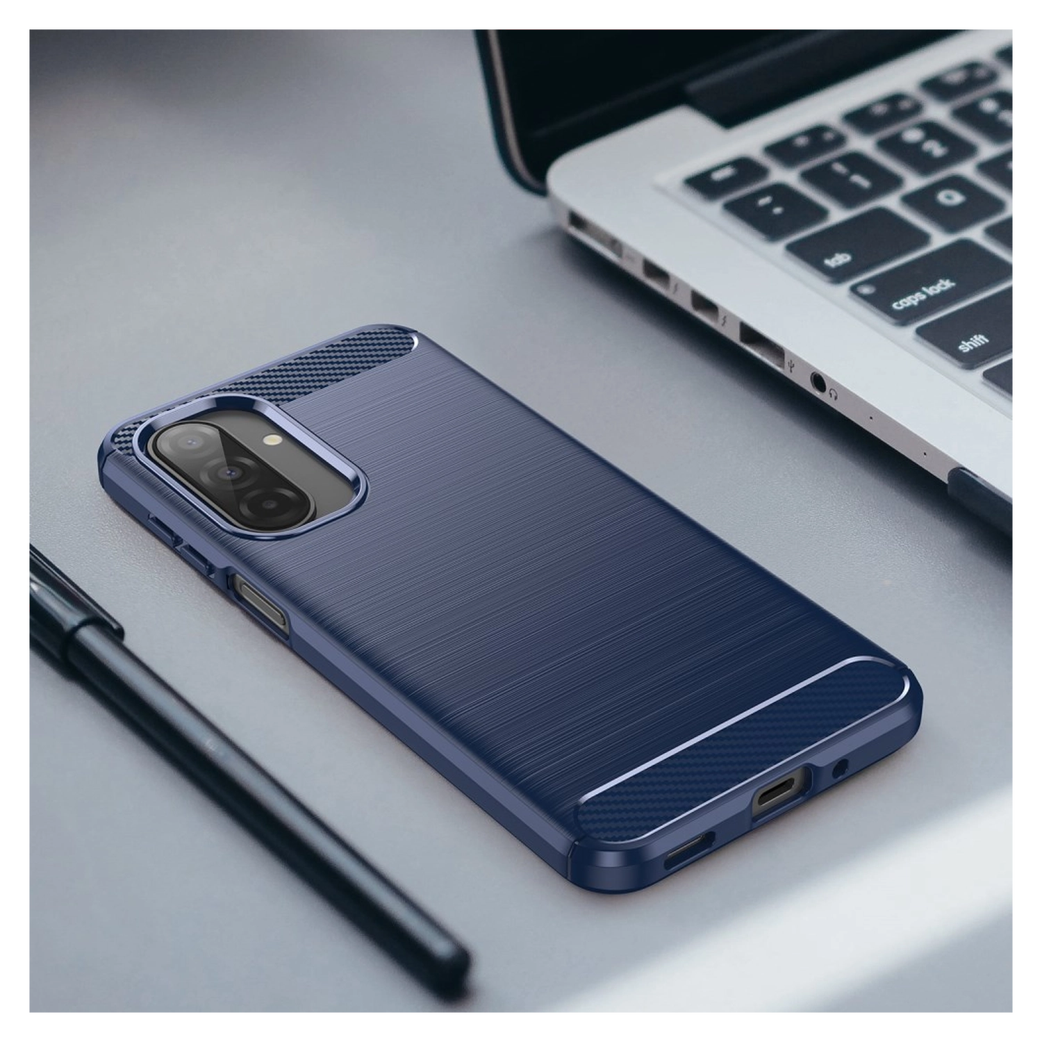Samsung Galaxy A17 Hoesje Geborsteld TPU Flexibele Back Cover Blauw afbeelding 7