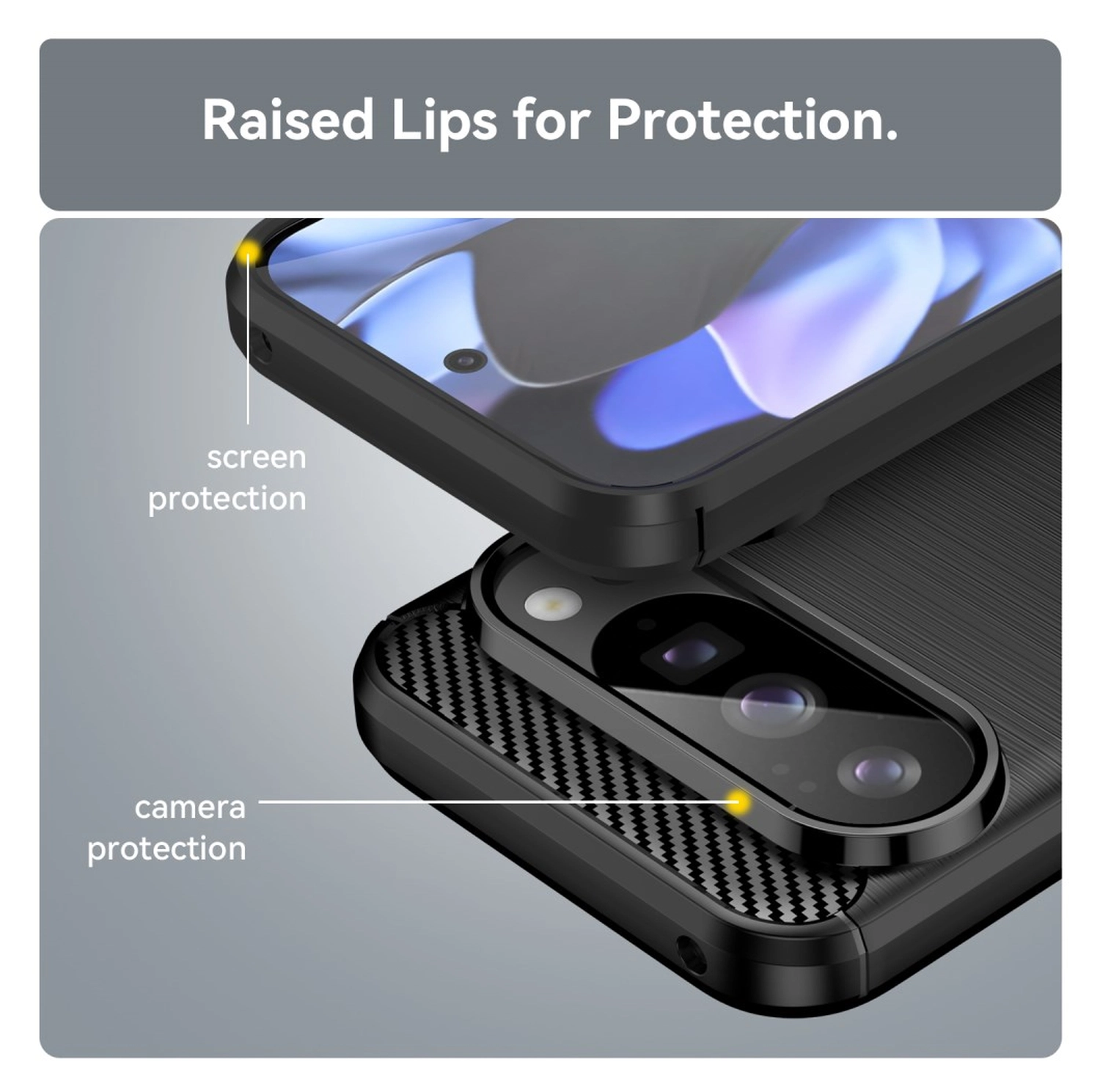 Google Pixel 10 / 10 Pro Hoesje Geborsteld TPU Flexibele Back Cover Zwart afbeelding 4