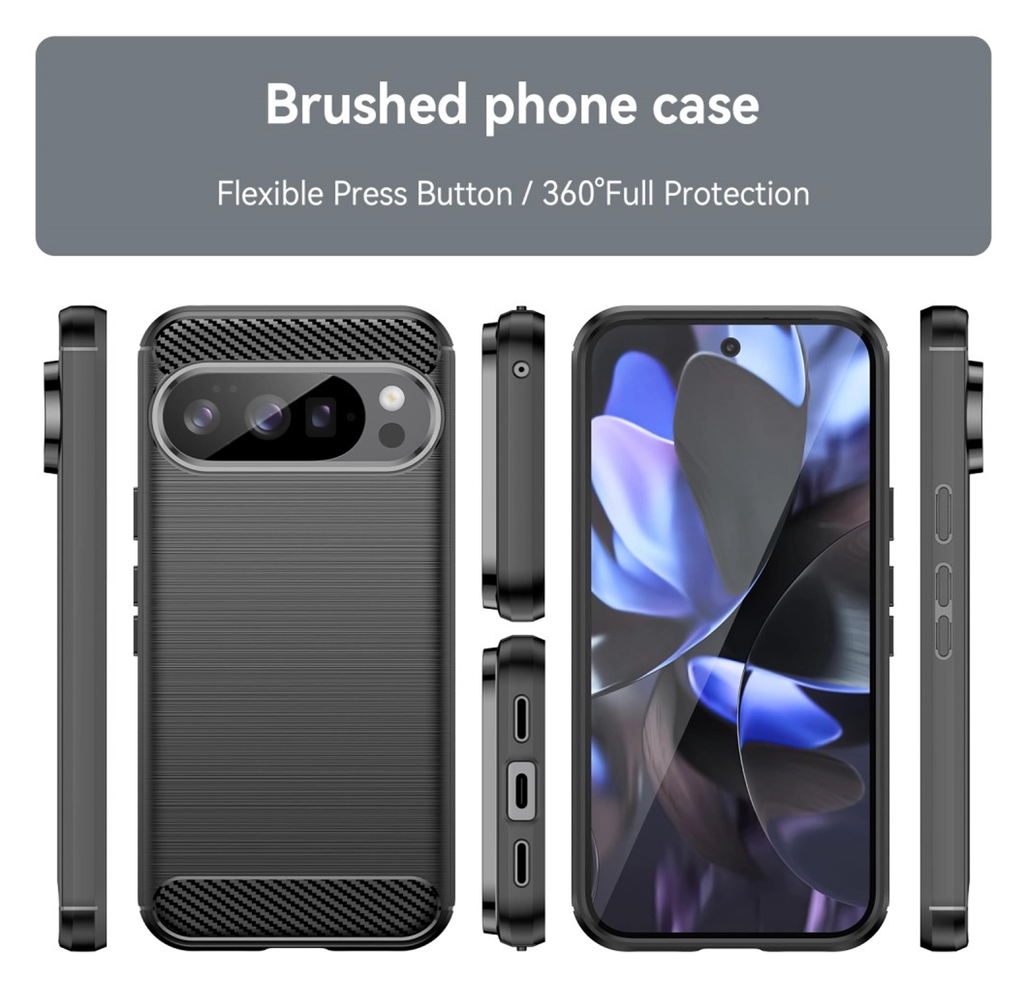 Google Pixel 10 / 10 Pro Hoesje Geborsteld TPU Flexibele Back Cover Zwart afbeelding 8