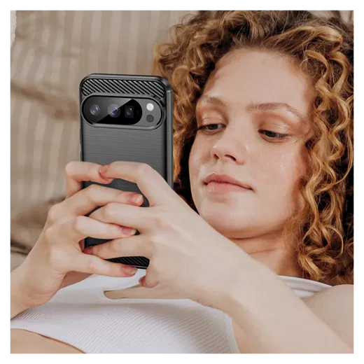 Google Pixel 10 / 10 Pro Hoesje Geborsteld TPU Flexibele Back Cover Zwart afbeelding 9