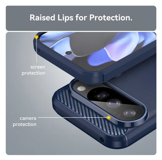 Google Pixel 10 / 10 Pro Hoesje Geborsteld TPU Flexibele Back Cover Blauw afbeelding 4