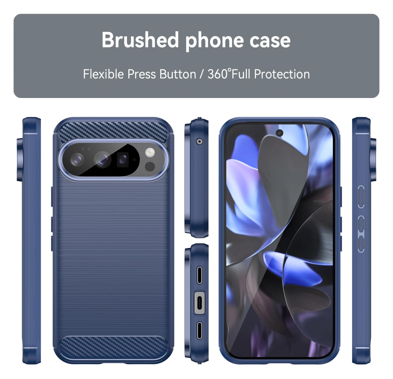 Google Pixel 10 / 10 Pro Hoesje Geborsteld TPU Flexibele Back Cover Blauw afbeelding 7