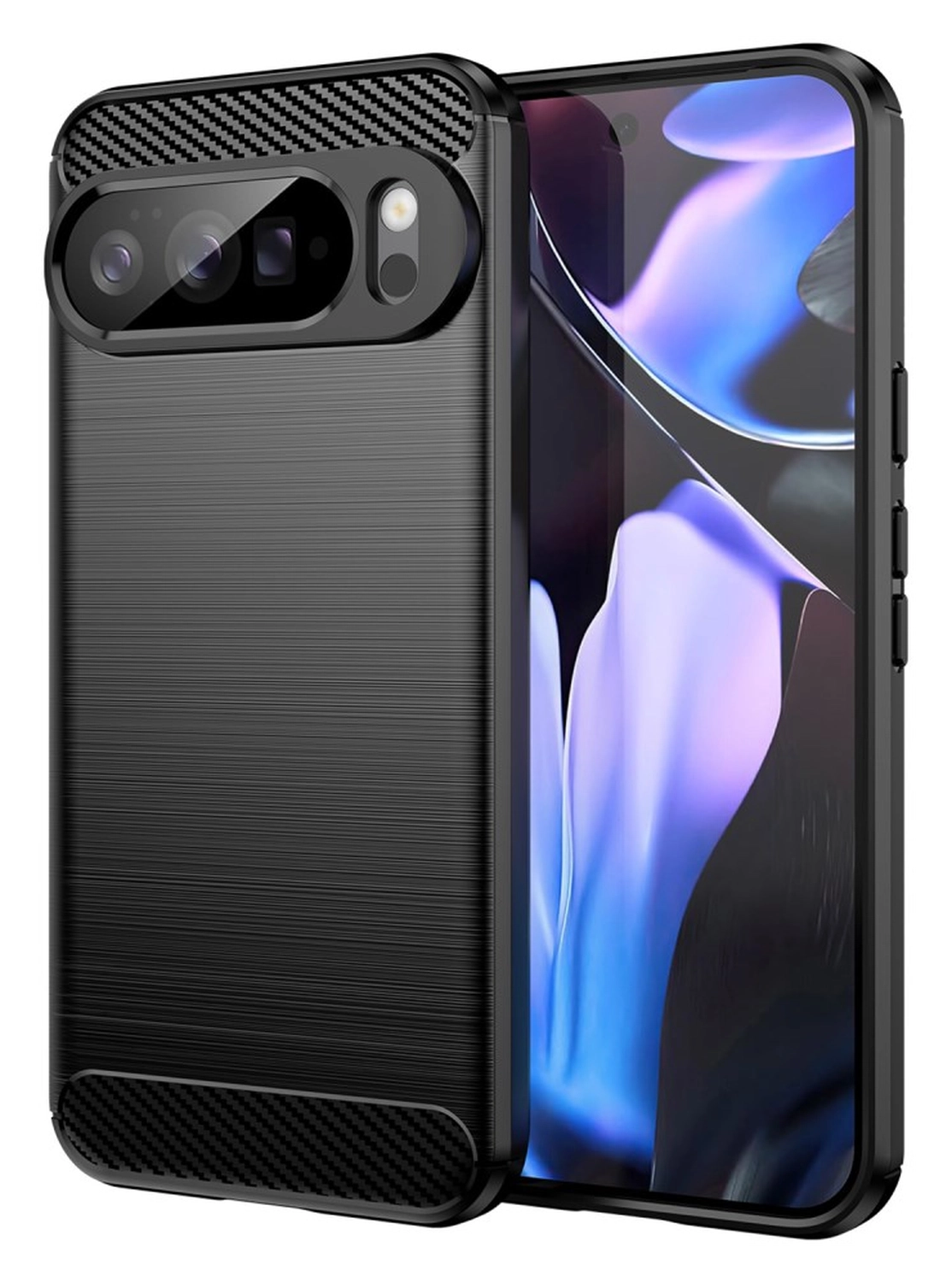 Google Pixel 10 Pro XL Hoesje Geborsteld TPU Flexibele Back Cover Zwart afbeelding 1