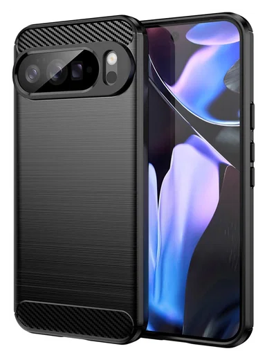 Google Pixel 10 Pro XL Hoesje Geborsteld TPU Flexibele Back Cover Zwart afbeelding 1
