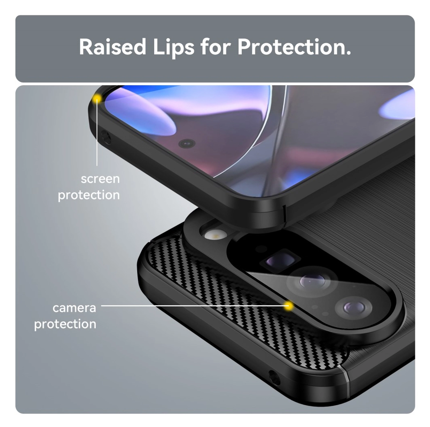 Google Pixel 10 Pro XL Hoesje Geborsteld TPU Flexibele Back Cover Zwart afbeelding 4