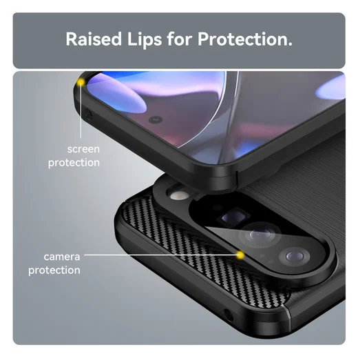 Google Pixel 10 Pro XL Hoesje Geborsteld TPU Flexibele Back Cover Zwart afbeelding 4
