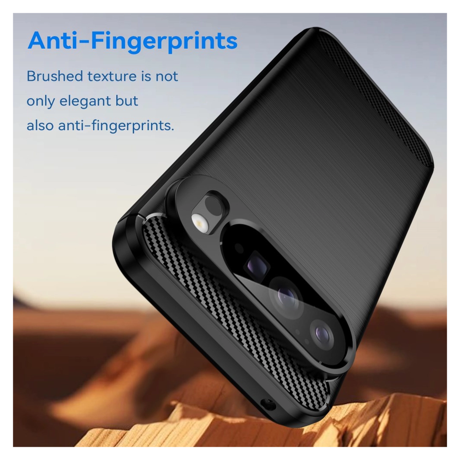 Google Pixel 10 Pro XL Hoesje Geborsteld TPU Flexibele Back Cover Zwart afbeelding 6