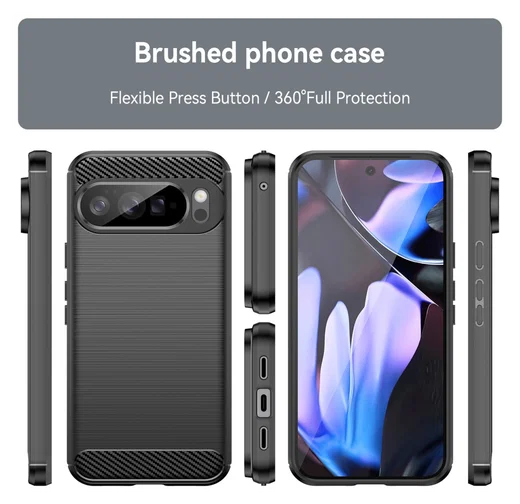Google Pixel 10 Pro XL Hoesje Geborsteld TPU Flexibele Back Cover Zwart afbeelding 8