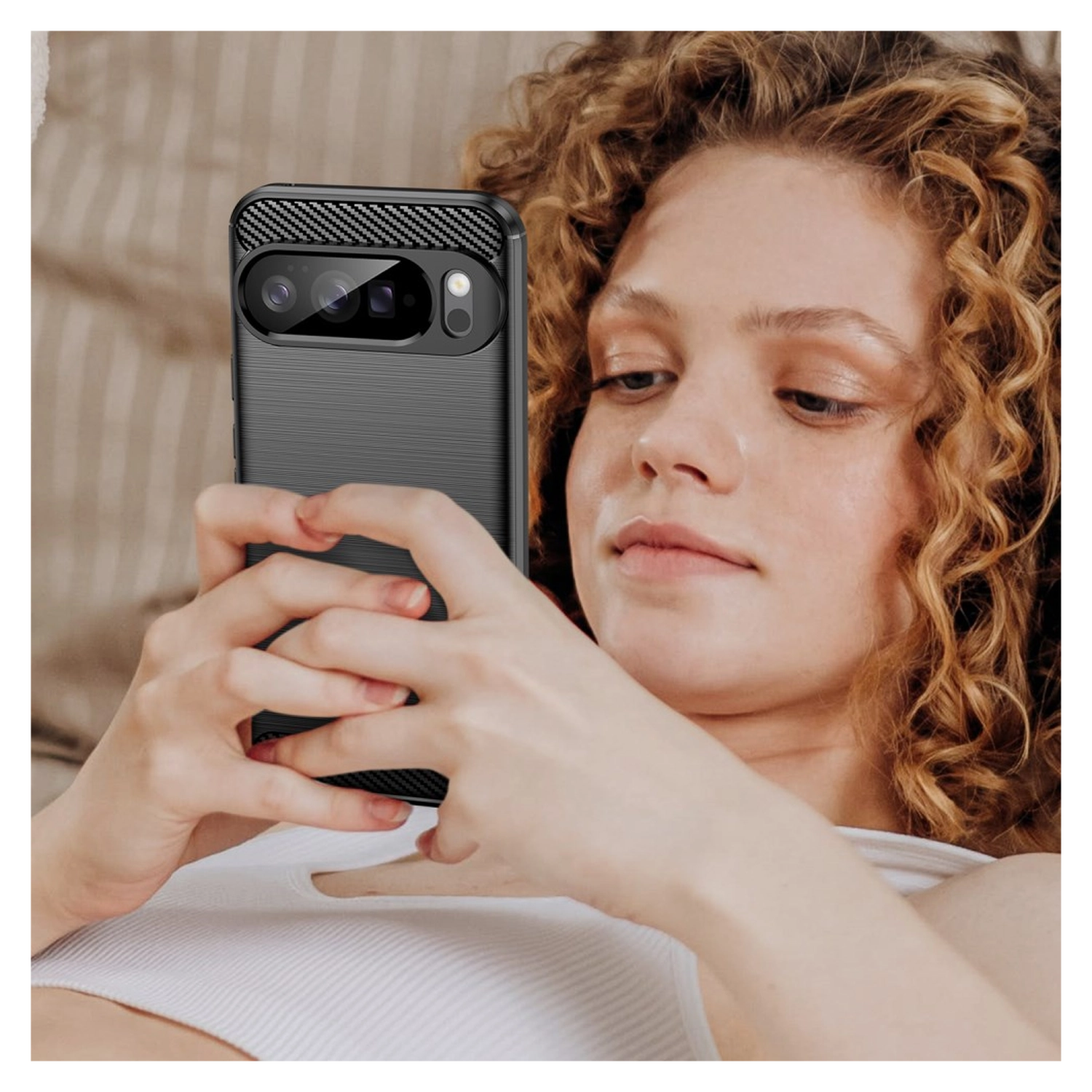 Google Pixel 10 Pro XL Hoesje Geborsteld TPU Flexibele Back Cover Zwart afbeelding 9