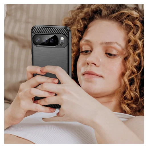 Google Pixel 10 Pro XL Hoesje Geborsteld TPU Flexibele Back Cover Zwart afbeelding 9
