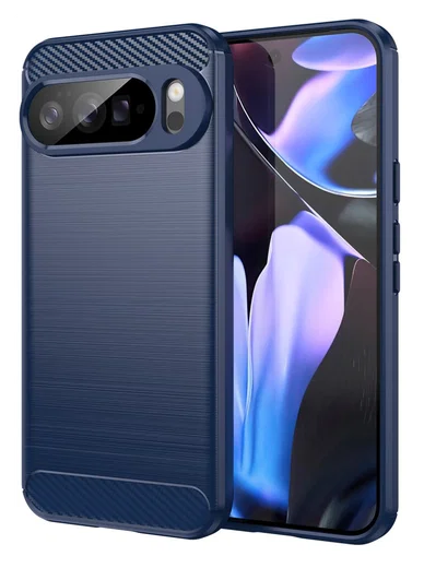 Google Pixel 10 Pro XL Hoesje Geborsteld TPU Flexibele Back Cover Blauw afbeelding 1