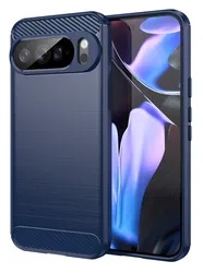 Google Pixel 10 Pro XL Hoesje Geborsteld TPU Flexibele Back Cover Blauw afbeelding