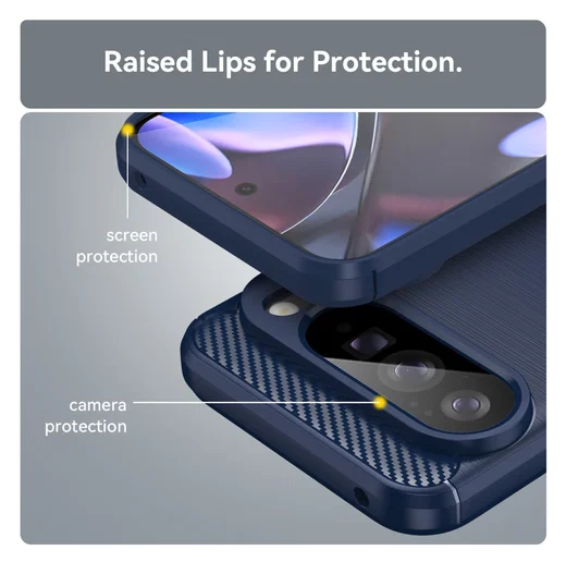 Google Pixel 10 Pro XL Hoesje Geborsteld TPU Flexibele Back Cover Blauw afbeelding 4