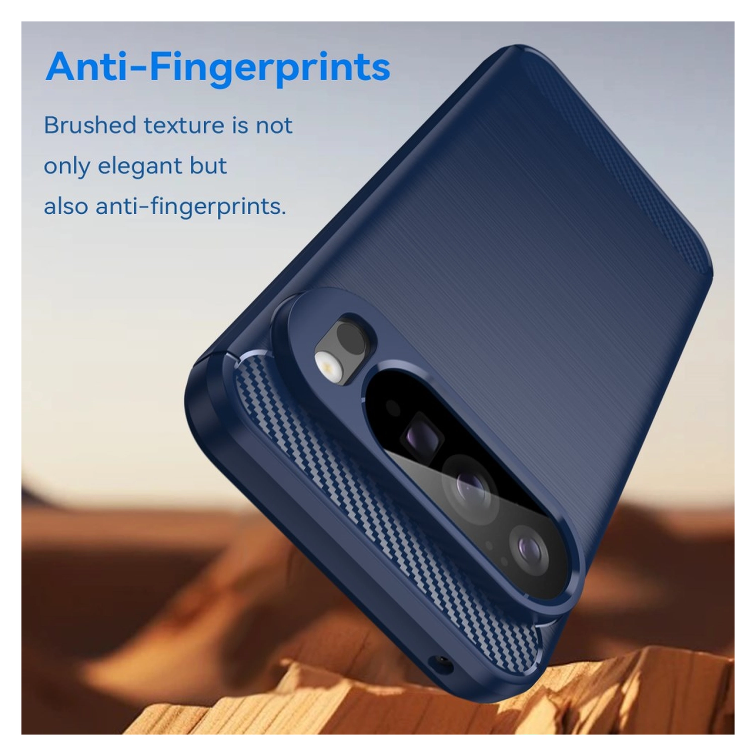 Google Pixel 10 Pro XL Hoesje Geborsteld TPU Flexibele Back Cover Blauw afbeelding 6