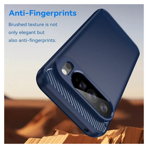 Google Pixel 10 Pro XL Hoesje Geborsteld TPU Flexibele Back Cover Blauw afbeelding 6
