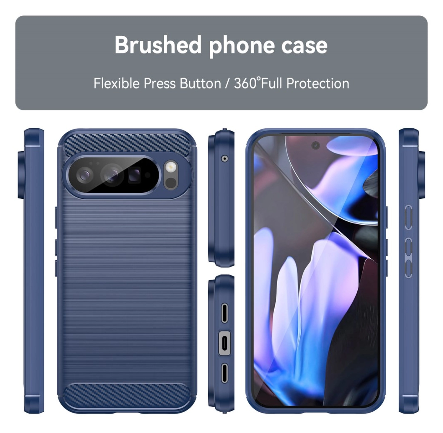 Google Pixel 10 Pro XL Hoesje Geborsteld TPU Flexibele Back Cover Blauw afbeelding 8