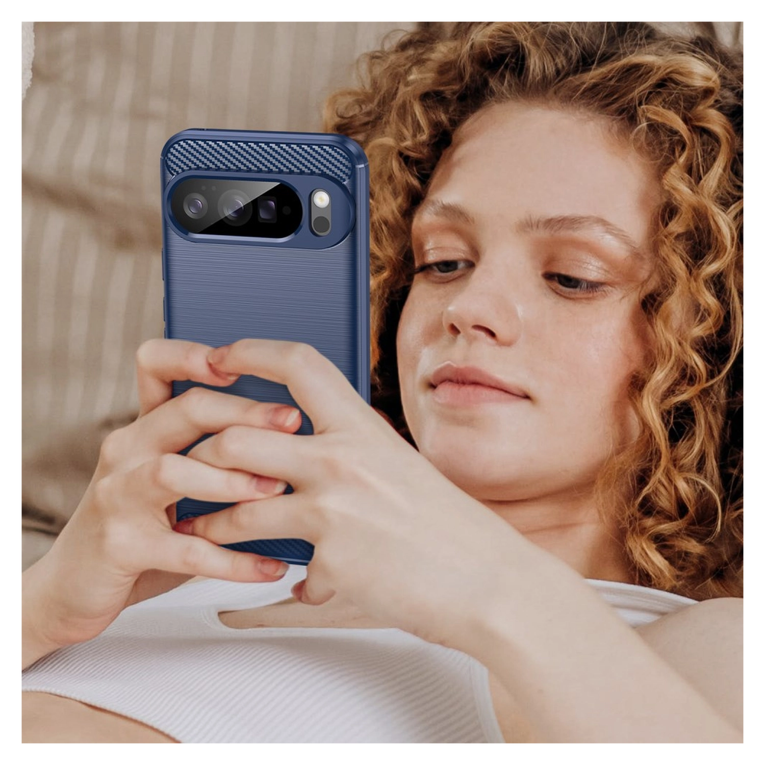 Google Pixel 10 Pro XL Hoesje Geborsteld TPU Flexibele Back Cover Blauw afbeelding 9