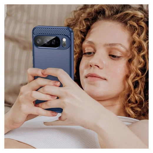 Google Pixel 10 Pro XL Hoesje Geborsteld TPU Flexibele Back Cover Blauw afbeelding 9