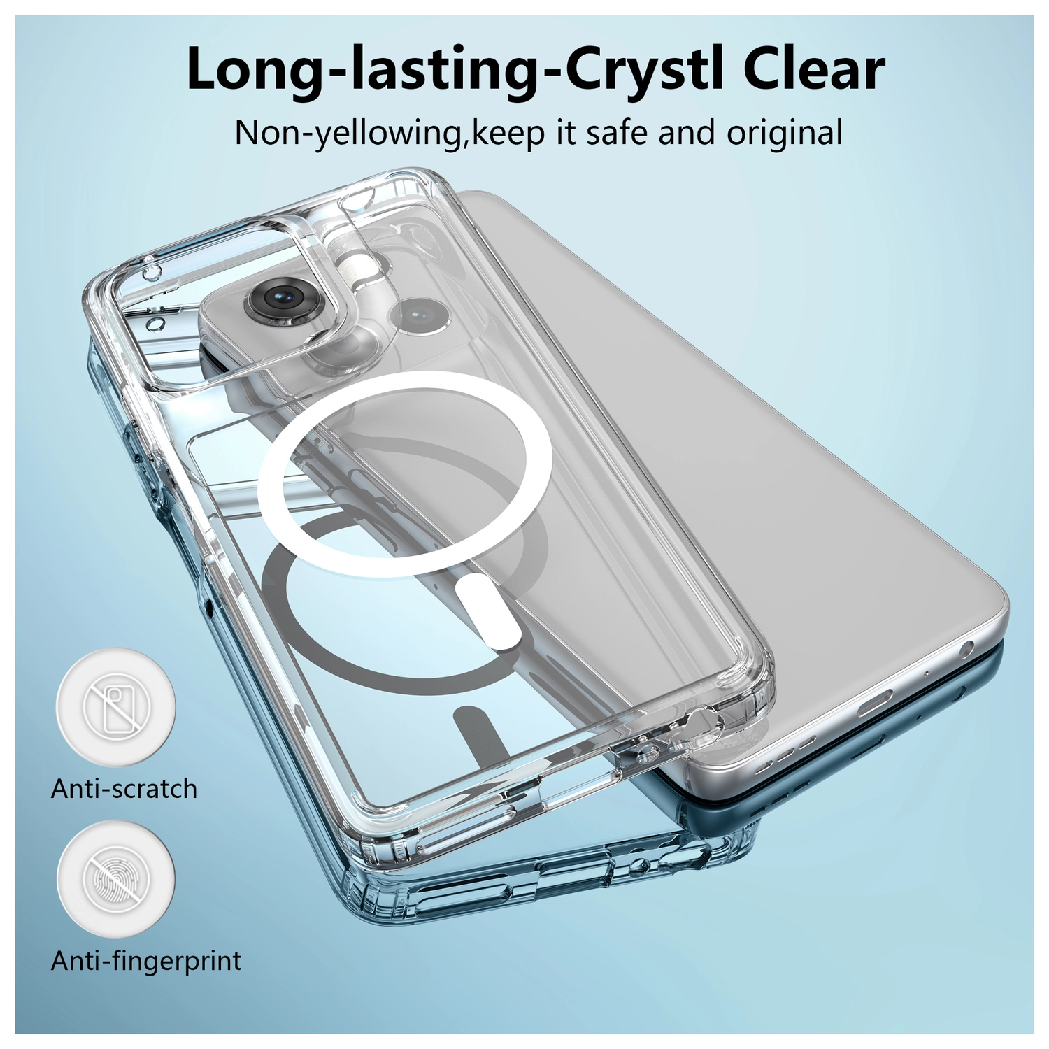 Motorola Moto G56 Hoesje Hard Back Cover met MagSafe Transparant afbeelding 3