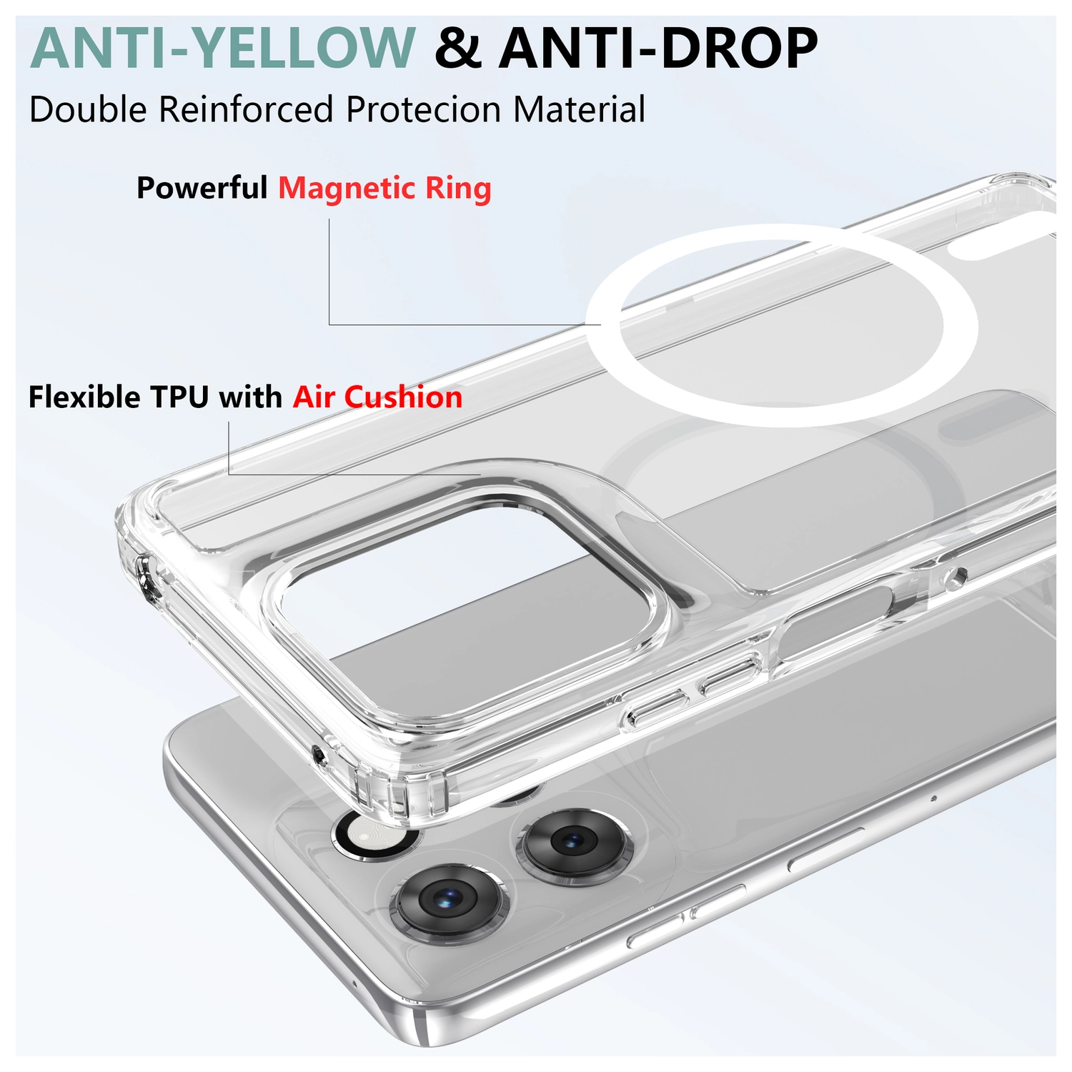 Motorola Moto G56 Hoesje Hard Back Cover met MagSafe Transparant afbeelding 5