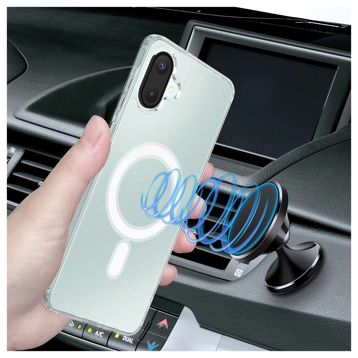 Samsung Galaxy A07 Hoesje Hard Back Cover met MagSafe Transparant afbeelding 2