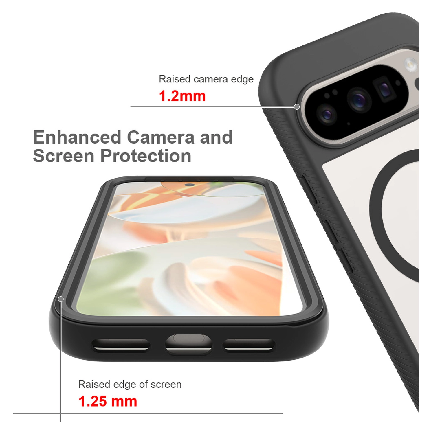 Google Pixel 10 / 10 Pro Hoesje Full Protect PixelSnap Cover MagSafe/Qi2 Zwart afbeelding 6