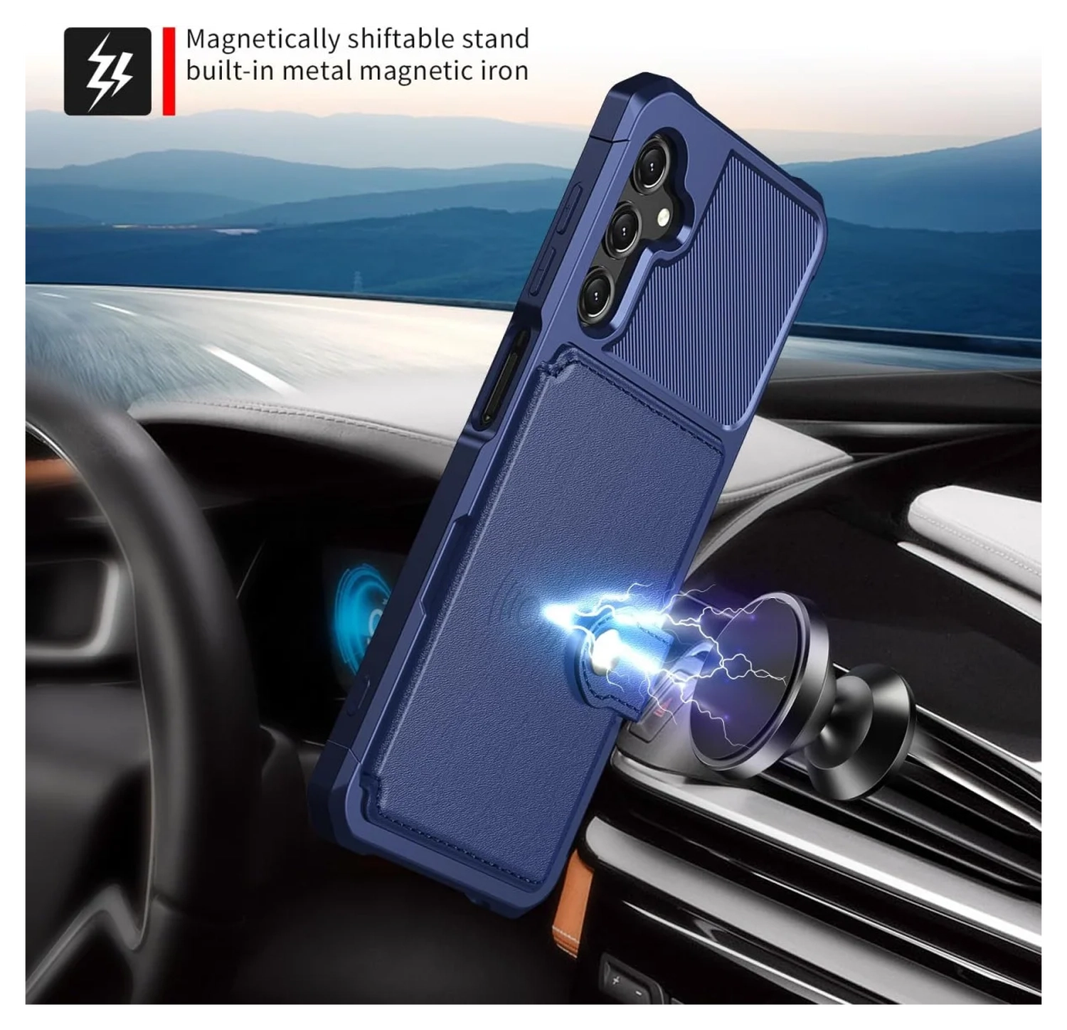 Samsung Galaxy A17 Hoesje 3-in-1 Pasjes Portemonnee Back Cover Blauw afbeelding 3