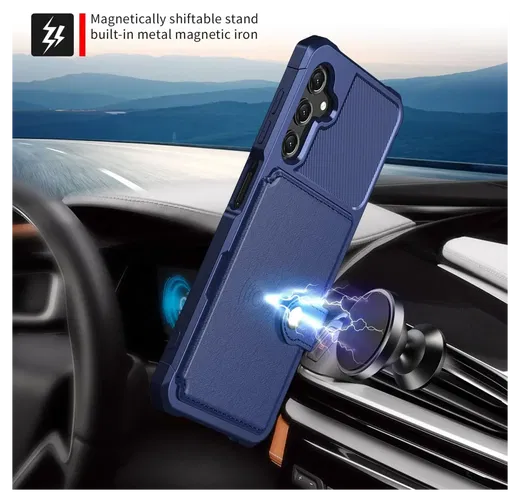 Samsung Galaxy A17 Hoesje 3-in-1 Pasjes Portemonnee Back Cover Blauw afbeelding 3