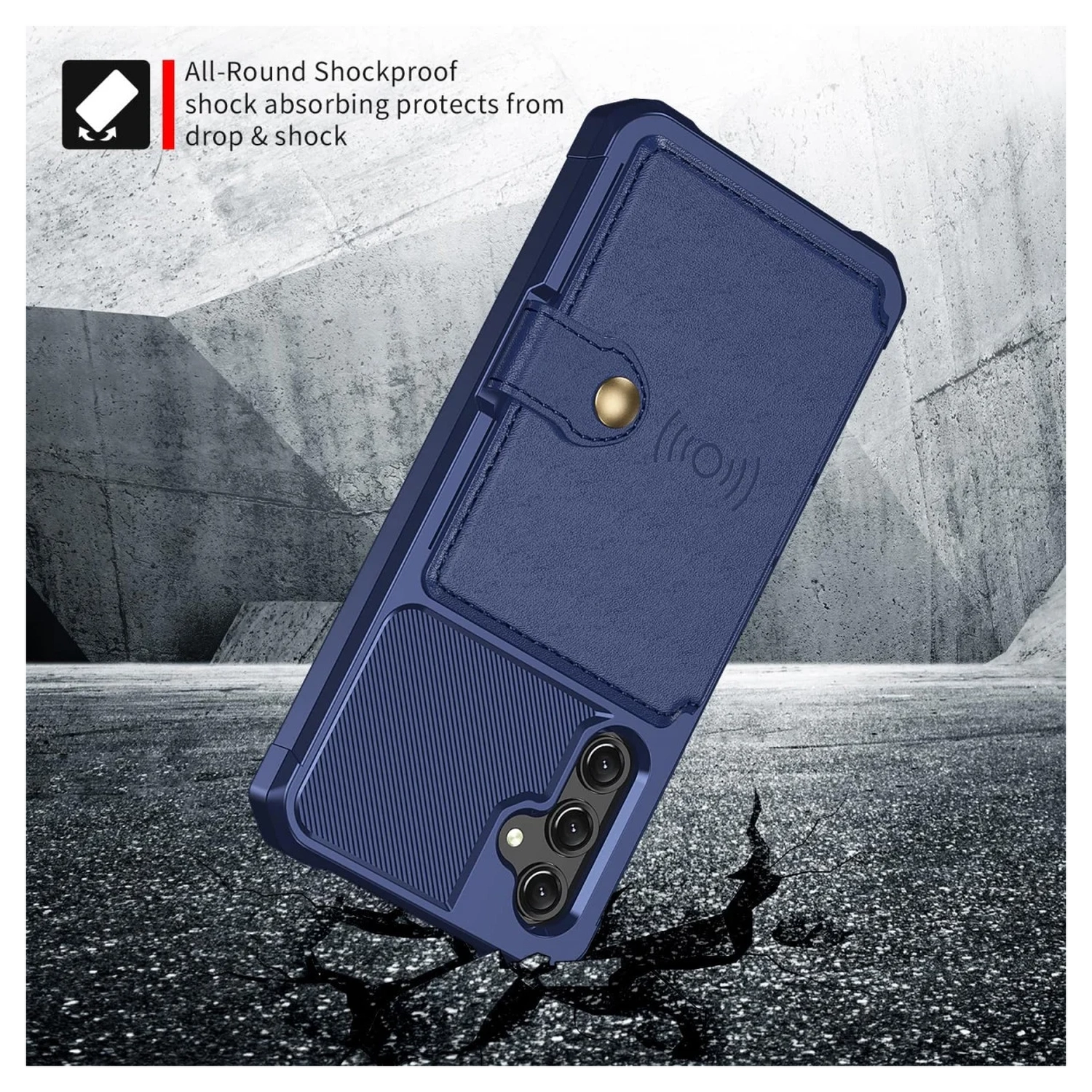 Samsung Galaxy A17 Hoesje 3-in-1 Pasjes Portemonnee Back Cover Blauw afbeelding 5
