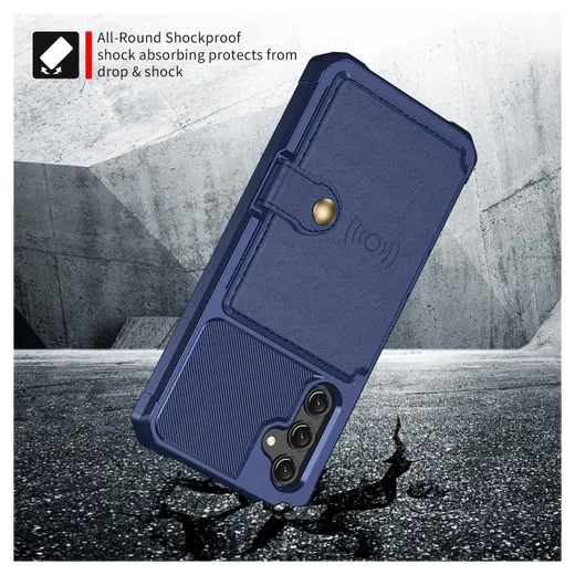 Samsung Galaxy A17 Hoesje 3-in-1 Pasjes Portemonnee Back Cover Blauw afbeelding 5