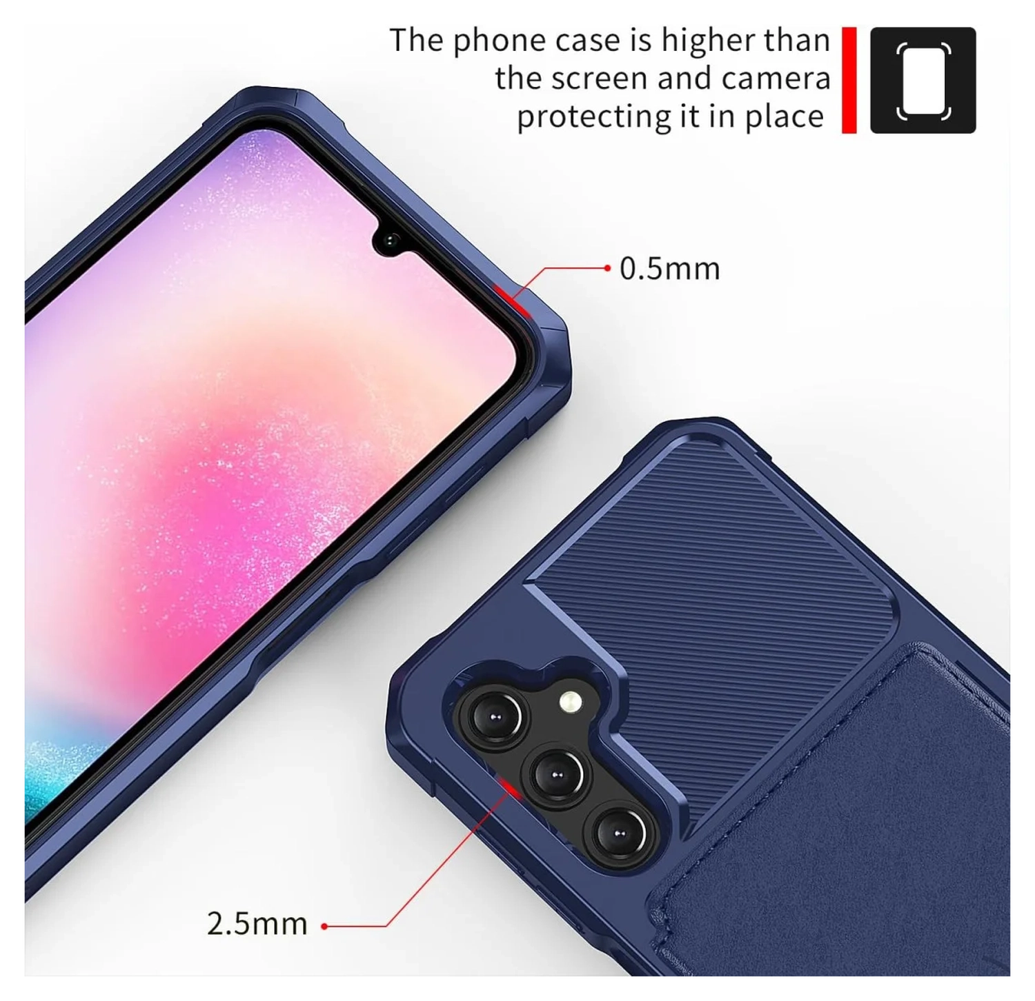 Samsung Galaxy A17 Hoesje 3-in-1 Pasjes Portemonnee Back Cover Blauw afbeelding 6