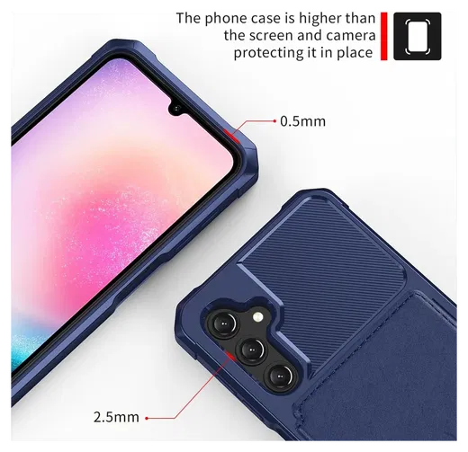 Samsung Galaxy A17 Hoesje 3-in-1 Pasjes Portemonnee Back Cover Blauw afbeelding 6